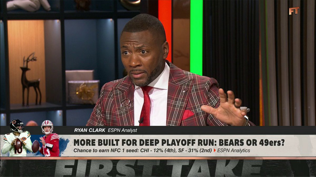 .Ryan Clark is going with the Bears to make a deeper playoff run over the 49ers 👀