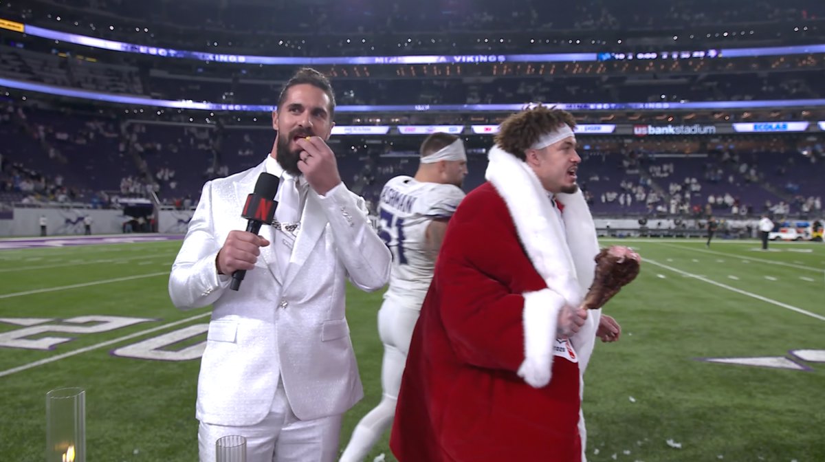 “Nobody wants a vegetable. Get that red meat. Get after it. I’ll take a potato.” WWE Superstar WWERollins on NFL Christmas Gameday is an absolute vibe 😂 #NFLonNetflix