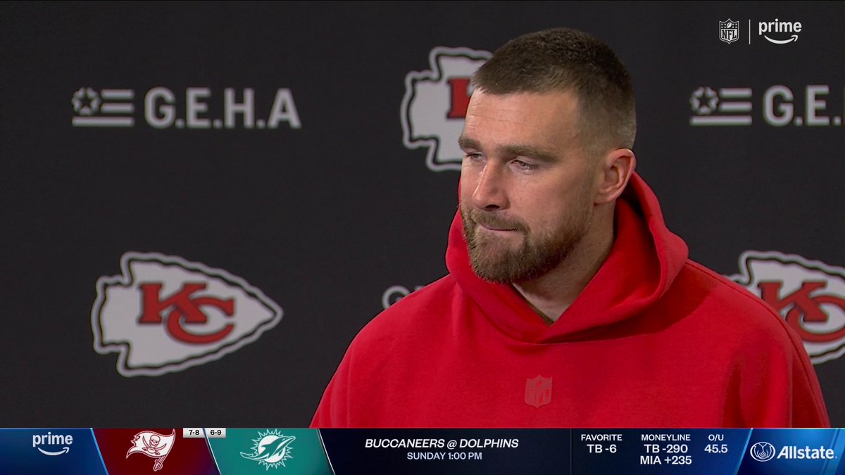.Travis Kelce takes the podium for his final home game of 2025. #TNFonPrime