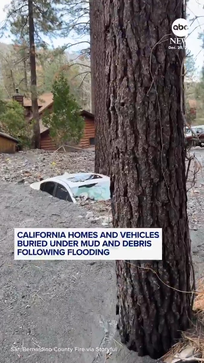 Homes and vehicles in Wrightwood, California, were left buried under mud and debris on Thursday, after flash flooding and mudflows hit the area on Christmas Eve. Read more: