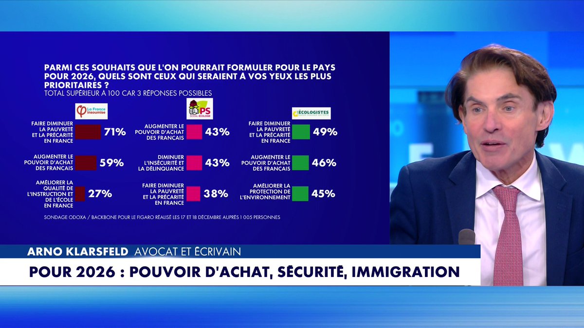 Pour Arno Klarsfeld, «c'est un boulevard, normalement, pour le Rassemblement national» lors des prochaines élections si les électeurs votent en fonction du pouvoir d'achat, de la sécurité et de l'immigration, dans #Punchline