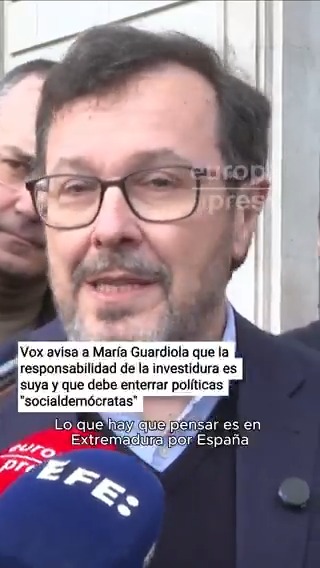 Vox avisa a María Guardiola que la responsabilidad de la investidura es suya y que debe enterrar políticas "socialdemócratas": "Lo que hay que pensar es en Extremadura por España"