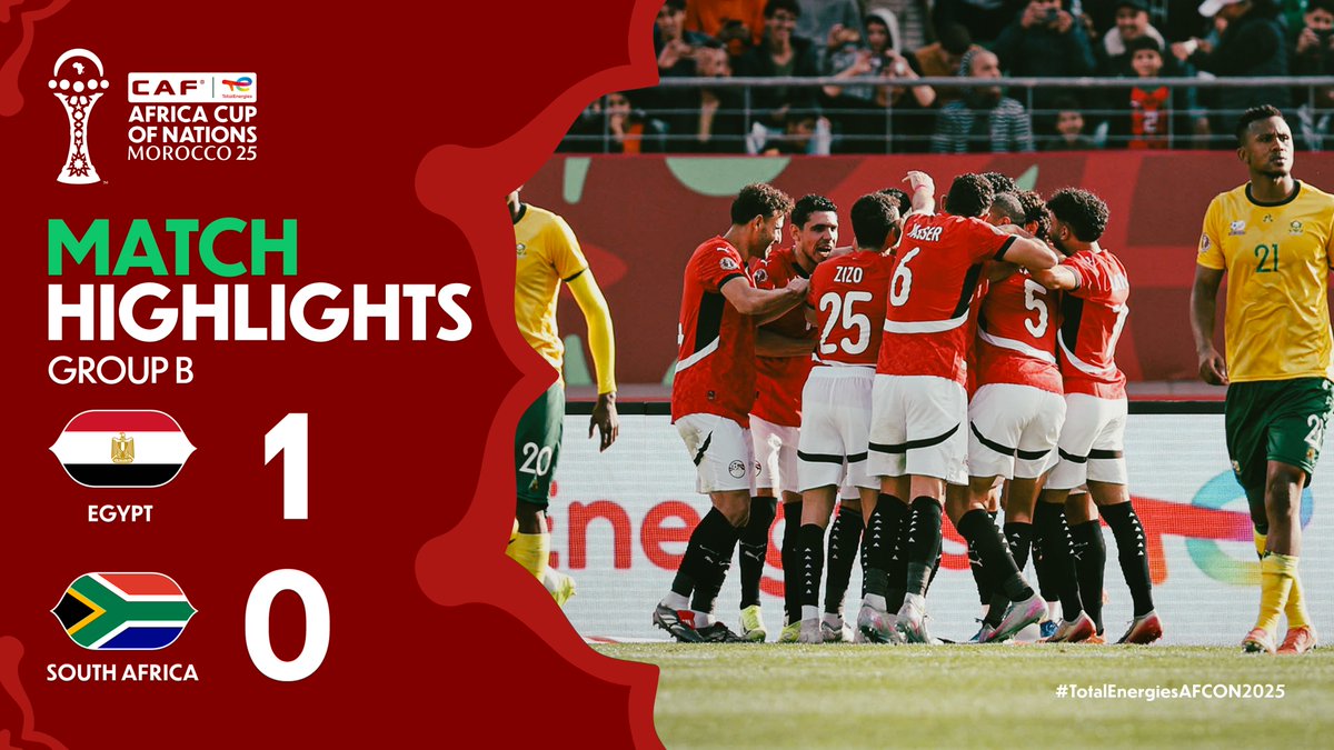 🎥 HIGHLIGHTS: 🇪🇬 1-0 🇿🇦 Egypt qualify for the Round of 16 after a crucial win against South Africa in the #TotalEnergiesAFCON2025.