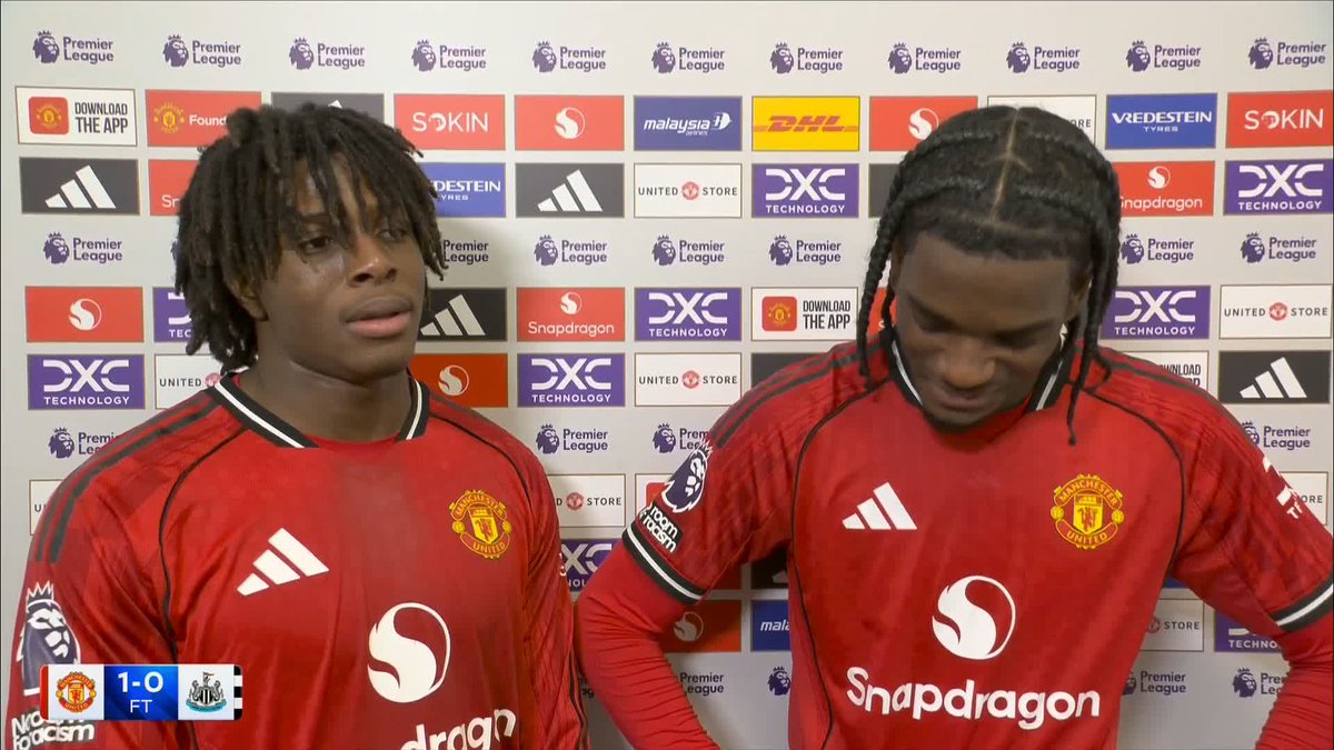 "It was a good hit, didn't know I could do that!" 😅 Ayden Heaven and Patrick Dorgu react to Manchester United's win over Newcastle!