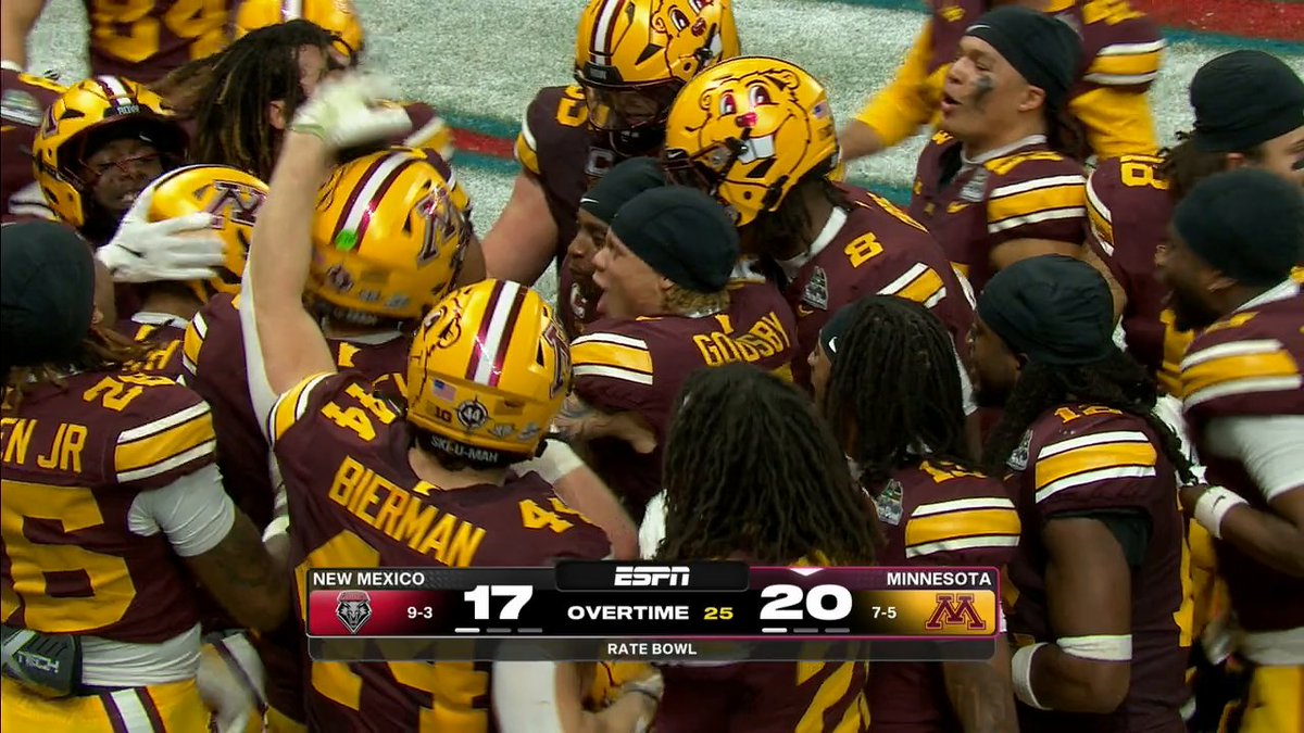 MINNESOTA WALKS OFF THE RATE BOWL ON A GAME-WINNING TD 🤯 THE GOLDEN GOPHERS WIN THEIR 9TH-STRAIGHT BOWL GAME 🔥
