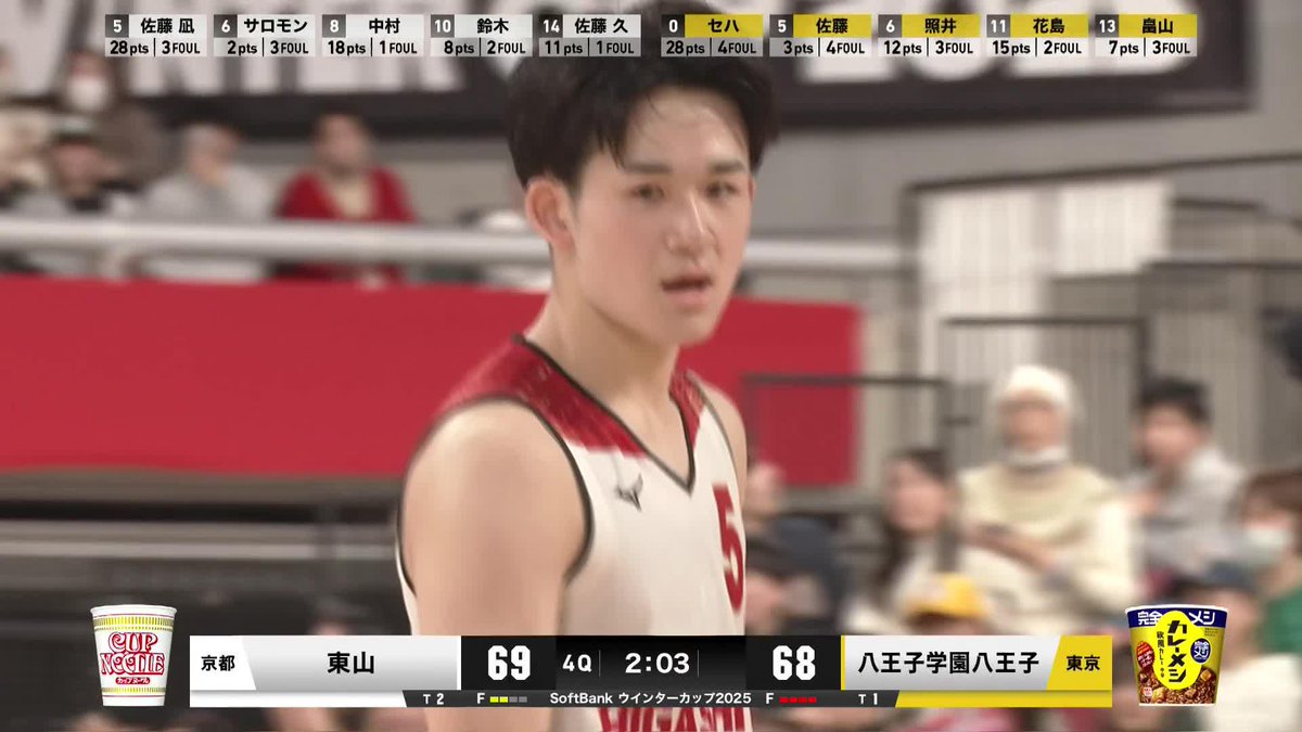 東山がついに逆転！！！ #5 佐藤凪が3Pシュートを沈めて熱い雄叫び🔥 #ウインターカップ #高校バスケ最高到達点 #高校バスケ