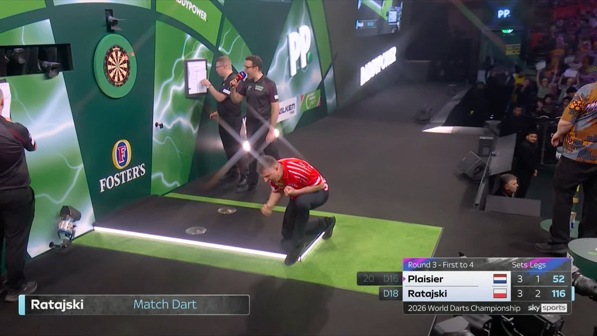 COMEBACK WIN FOR RATAJSKI! Krzysztof Ratajski delivers another set-winning ton-plus checkout, this time a 116, to come back from 3-1 down and defeat Wesley Plaisier 4-3 in a thrilling contest! 📺 #WCDarts | R3