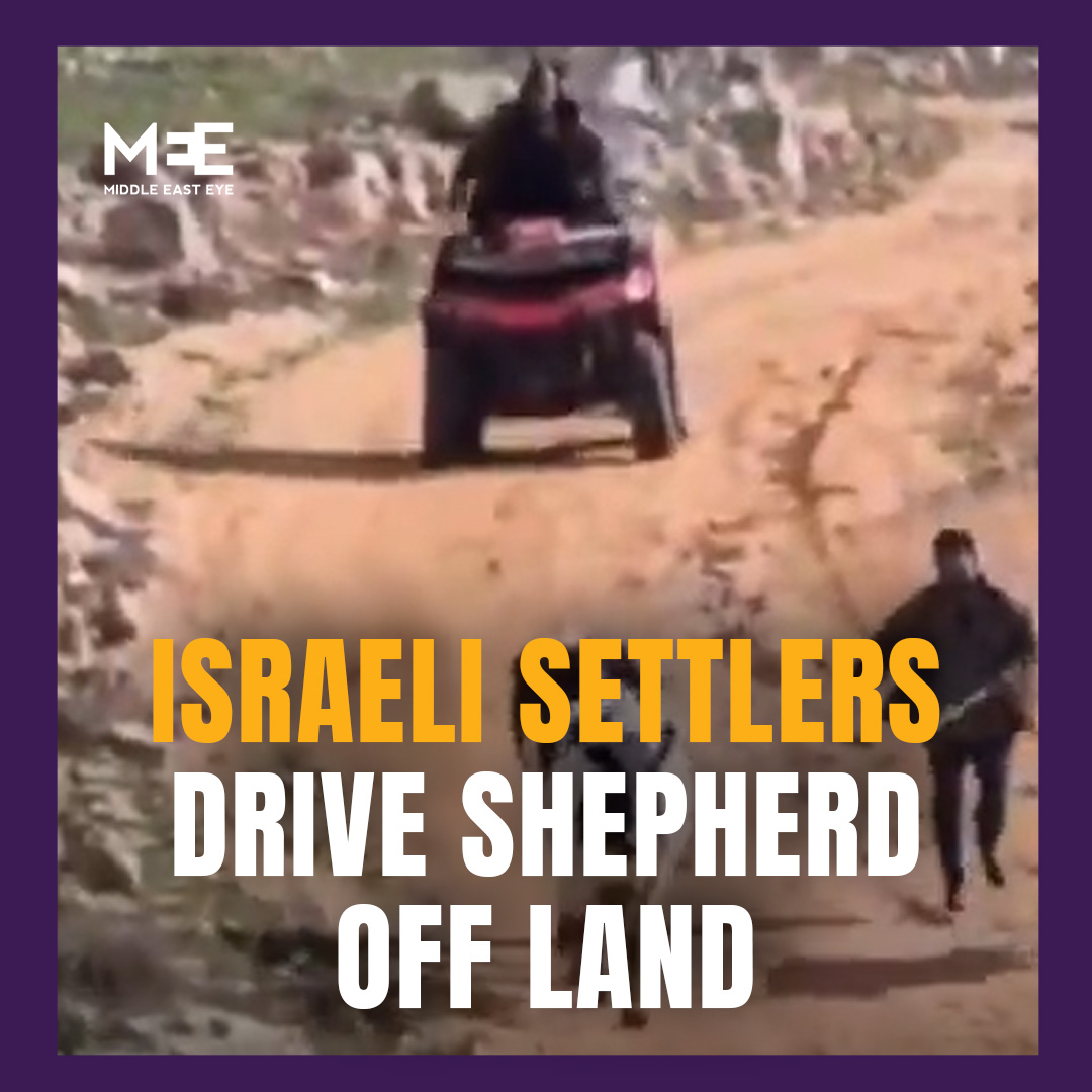 Israeli settlers storm Palestinian farmland and force out shepherds in the town of Raba, south of the city of Jenin in the occupied West Bank. Settler attacks against Palestinians in the occupied West Bank have continued for years, often carried out with complete impunity and under the protection of Israeli forces. Since the start of Israel's genocidal war on Gaza, the attacks have escalated, with a noticeable spike during the olive harvest season, which began in October.