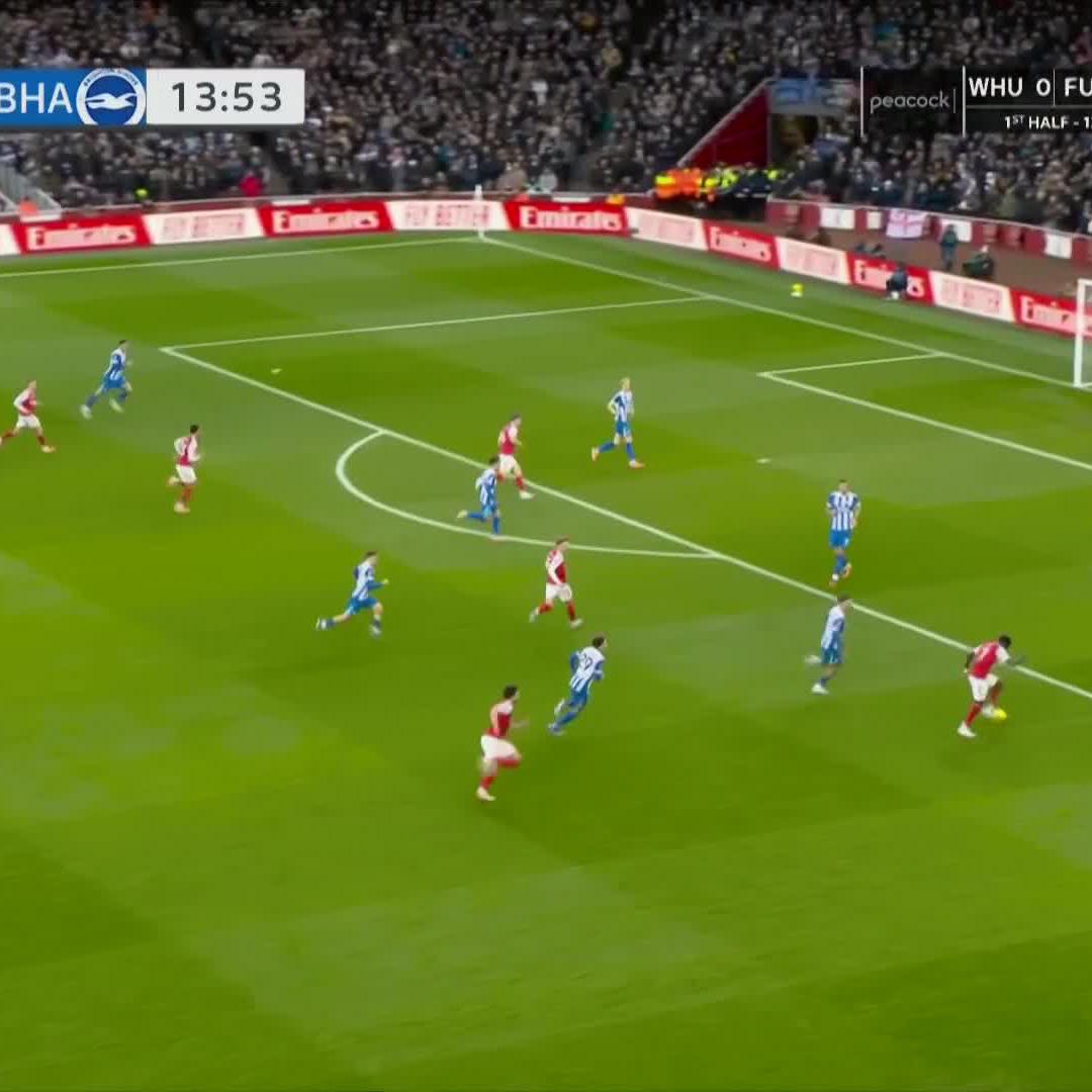 Martin Ødegaard's beautiful near post finish gives Arsenal the early lead.