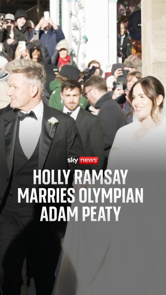 Bride Holly Ramsay was escorted by her father, Gordon Ramsay, into Bath Abbey for her wedding to Olympic gold medallist, swimmer Adam Peaty Arts &amp; Ents ➡️