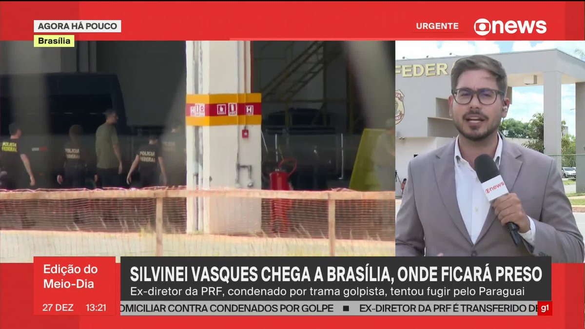 Ex-diretor-geral da PF Silvinei Vasques chega a Brasília, onde ficará preso. ➡ Assista à #GloboNews: #JornalGloboNews