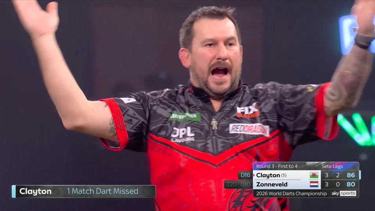 CLAYTON WINS A THRILLER! Jonny Clayton wins the seventh and final set in straight legs to come out 4-3 winner of a fantastic contest against Niels Zonneveld, with both players averaging over 98! 📺 #WCDarts | R3