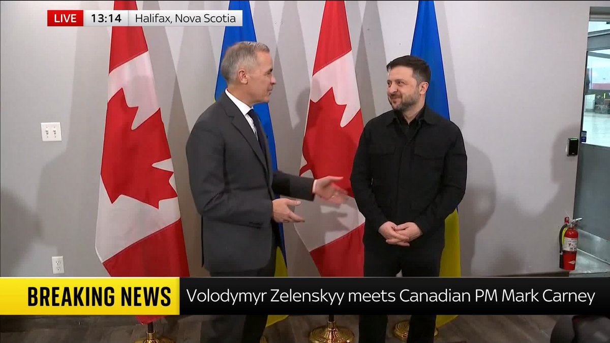 Canadian PM Mark Carney meets with Ukrainian President Volodymyr Zelenskyy and condemns Russia's "barbaric" overnight attack on Kyiv. Zelenskyy adds that "this shows that Putin doesn't want peace... We want peace. He's a man of war" Live updates: