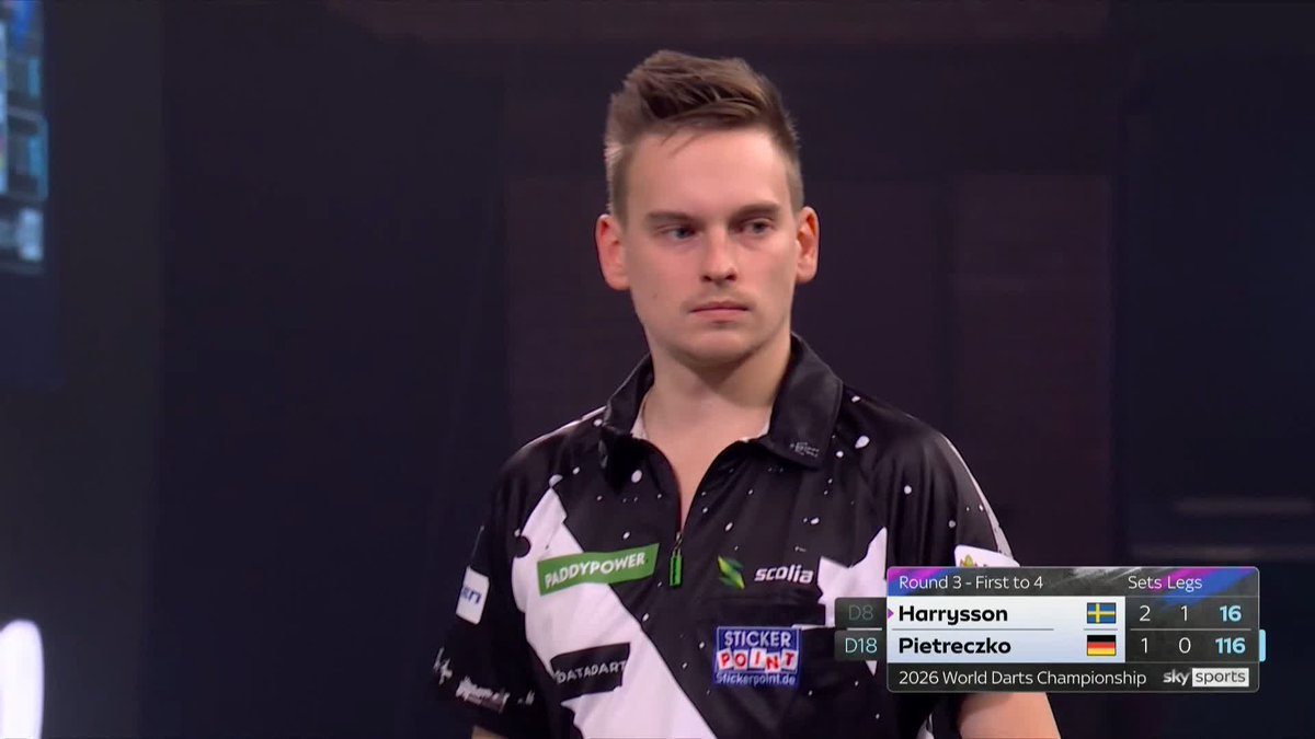 PIKACHU HANGING IN THERE! Ricardo Pietreczko comes up with another crucial finish! The German halts Harrysson's run of four straight legs with a second ton-plus checkout to level set four! 📺 #WCDarts | R3