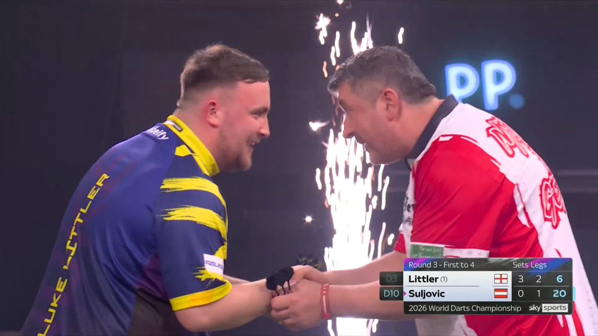 LITTLER SMASHES SULJOVIC! ☢️ What a performance! 👏 Luke Littler storms through to Round Four in some style, averaging 107 to complete a crushing 4-0 victory over Mensur Suljovic! 📺 #WCDarts | R3