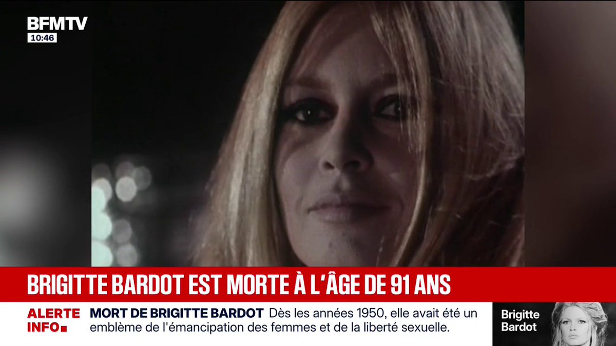 ⚫ L'icône du cinéma, Brigitte Bardot, est morte à l'âge de 91 ans