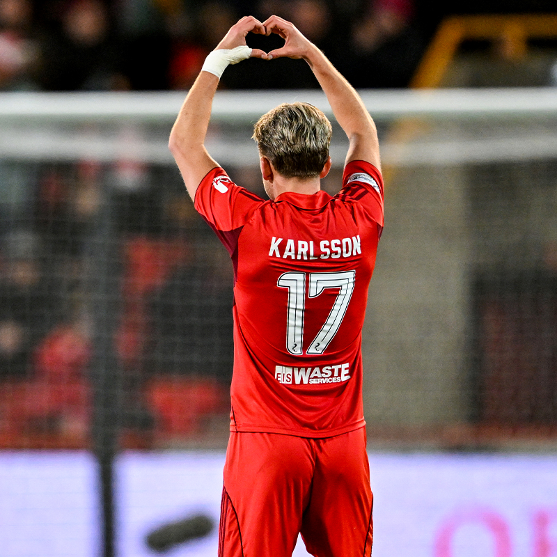 Jesper with the equaliser against Dundee Utd.