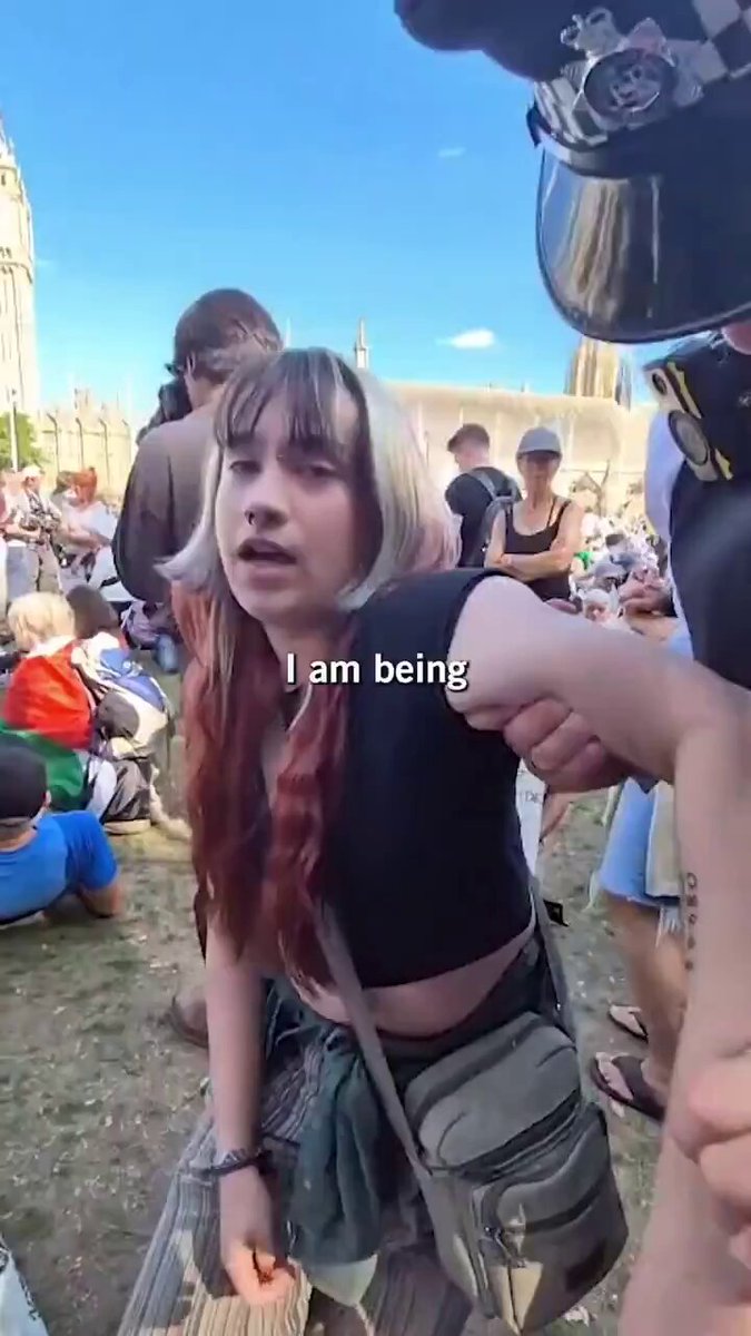 “I am being arrested for holding a placard. It is not terrorism to be protesting a genocide. Our government is actively fuelling genocide. We need to protect our right to protest. If we can't protest a literal genocide, then what will be next?..”