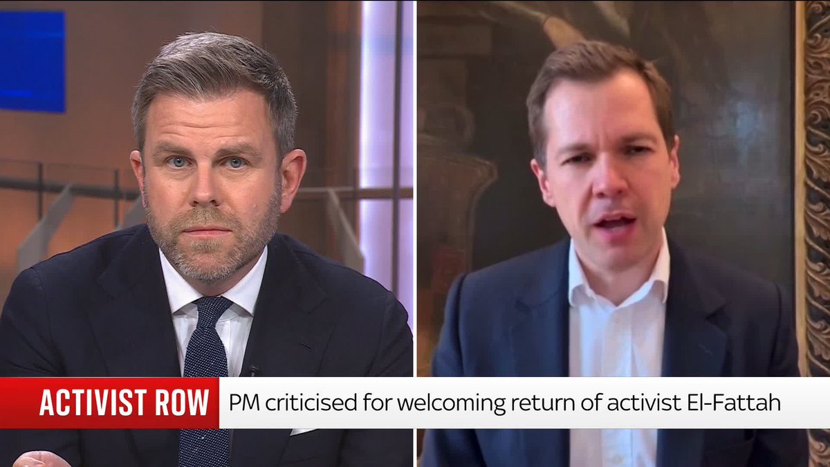 "It shames our country that we've expended political capital to get him brought here." Shadow justice secretary Robert Jenrick heavily condemns the prime minister for celebrating the return of a British activist from detention in Egypt, in light of his past social media posts.