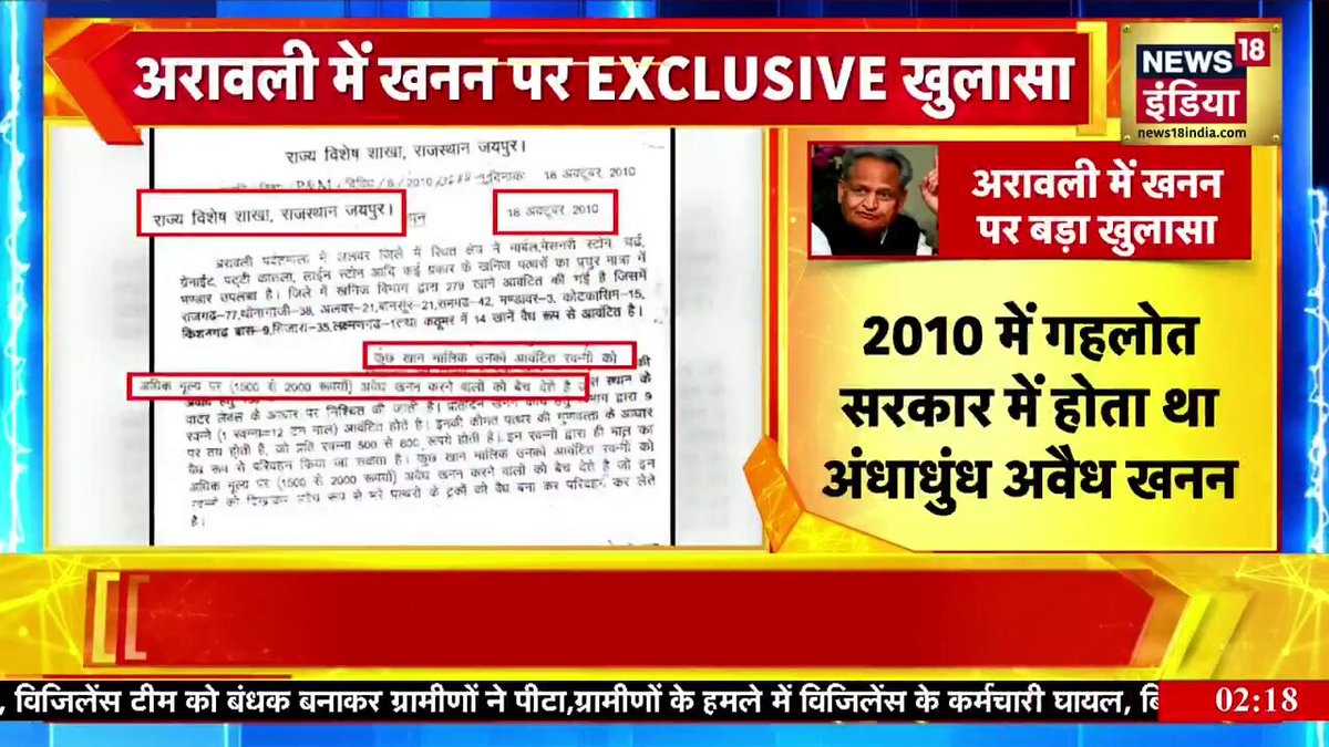 अरावली की पहाड़ियों में अंधाधुंध खनन करवाया कांग्रेस की अशोक गहलोत सरकार ने सरकारी दस्तावेज के प्रमाण के साथ ये खबर देखिए