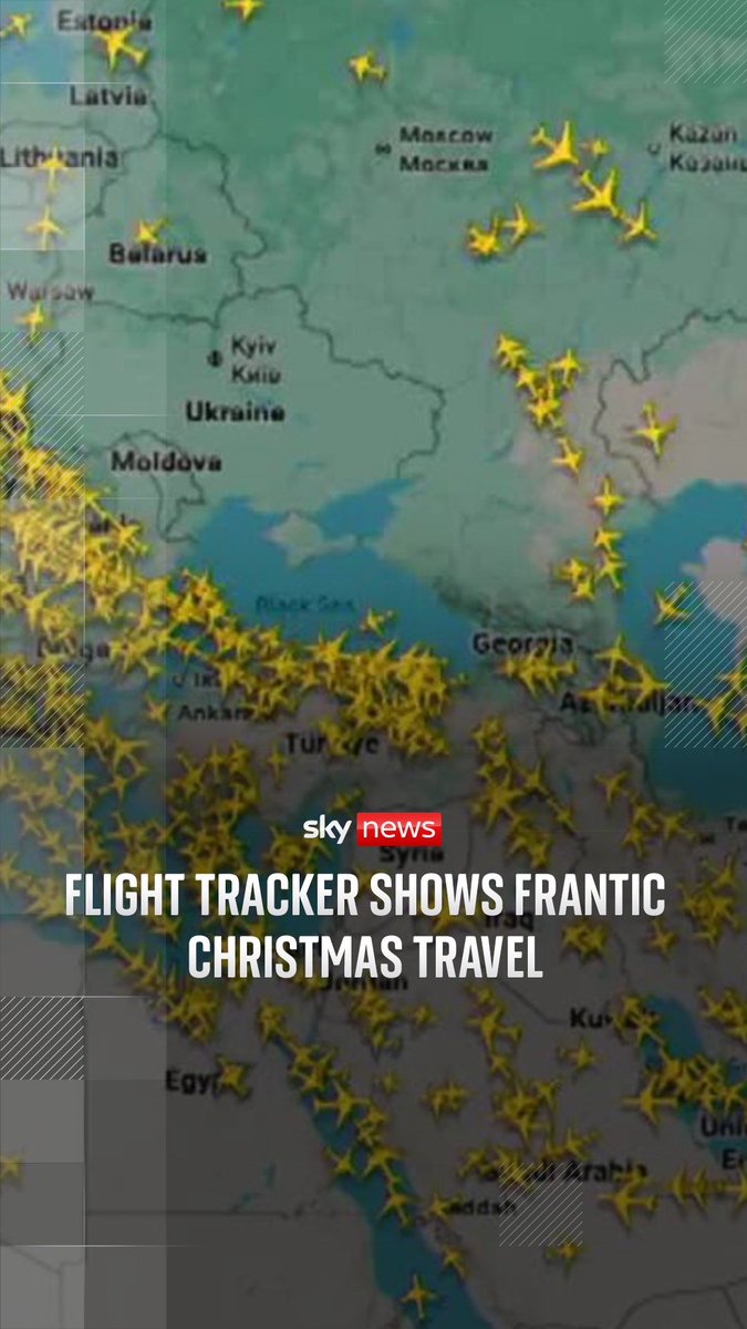 Flight tracking data shows thousands of planes over the Christmas period as people fly home and abroad over the holidays.