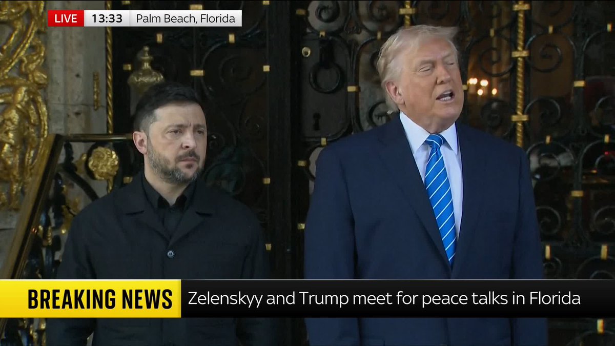 ‘The people and leaders of Ukraine and Russia want it to end.' US President Donald Trump speaks in Palm Beach Florida, as he welcomes Ukrainian President Volodymyr Zelenskyy ahead of their peace talks. Live updates: 📺 Sky 501 and YouTube