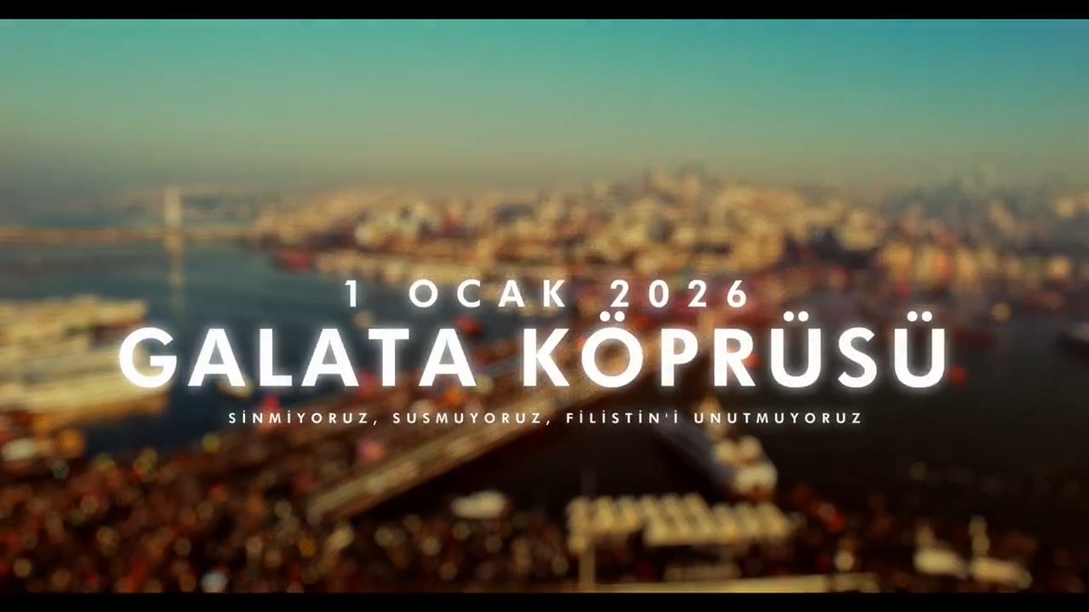 1 Ocak'ta insanlığın tarafında buluşuyor; umuda yürüyoruz. 📍 Galata Köprüsü 🗓 1 Ocak 2026 ⏰ 08.30 #GazzeyiUnutma
