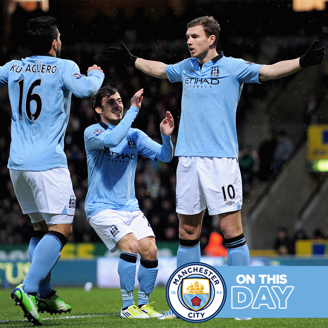 #OnThisDay: Norwich 3-4 #ManCity [2012] ⚽️ [15'] Anthony Pilkington ⚽️ [63', 75'] Russell Martin - ⚽️ [2', 4'] Edin Džeko ⚽️ [50'] Sergio Kun Aguero ⚽️ [67' OG] Mark Bunn