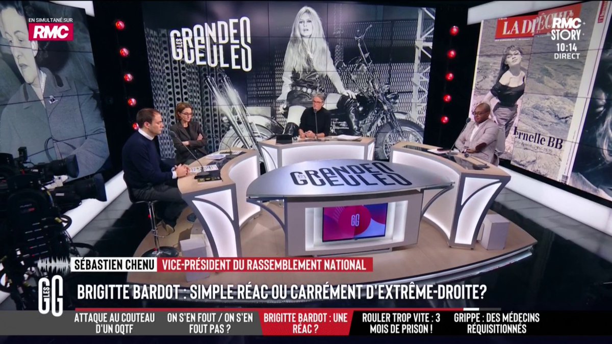 ⚫️ Brigitte Bardot 🎙️ Alain Marschall : "Elle était de votre famille politique Bardot ?" 📞 Sébastien Chenu, vice-président du RN : "Ce qui est sûr, c'est que ce n'était pas une femme de gauche... Elle était attachée à l'identité nationale ! Une patriote sincère !" #GGRMC