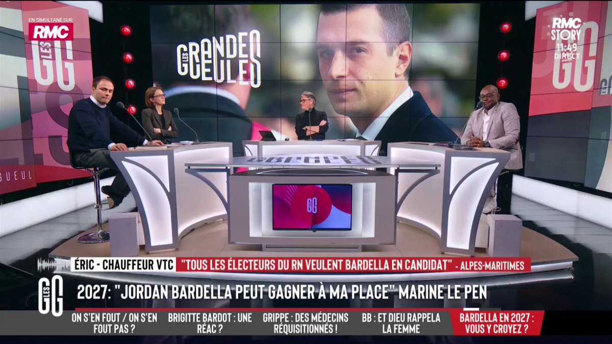 🗳️ Jordan Bardella en 2027 📞 Éric : "Je l'espère ! J'ai 60 ans, je veux voir des jeunes ! Chaque fois qu'on invite un politique à la tv, c'est un vieux... Je n'en peux plus de voir ces têtes, les Raffarin, Copé... On les invite alors qu'ils ont massacré le pays !" #GGRMC