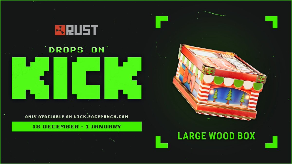 Don't miss out on the exclusive Rustmas 2025 Kick Drops, the event ends on 1st Jan! 🎄☢️💧 Sync your accounts and tune in here to claim your Drops: