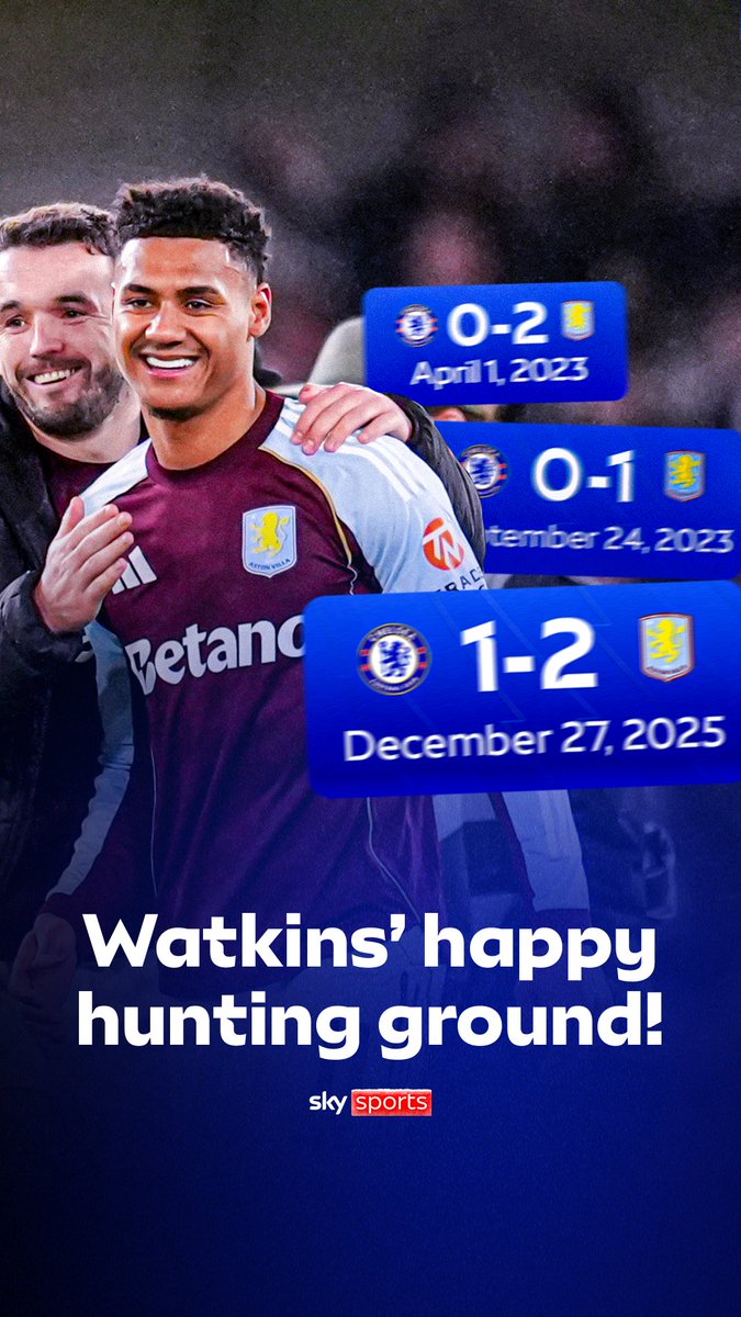 Happy hunting ground! Ollie Watkins became the first player in Premier League history to score the winning goal on three separate occasions at Stamford Bridge against Chelsea on Saturday 🔥🏟️