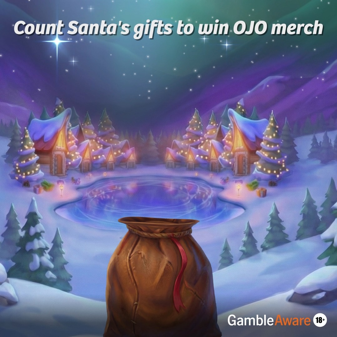 🎅 Santa’s dropping presents! Keep track of what falls into the basket for the chance to 𝐰𝐢𝐧 𝐭𝐡𝐞 𝐰𝐡𝐨𝐥𝐞 𝐏𝐥𝐚𝐲𝐎𝐉𝐎 𝐦𝐞𝐫𝐜𝐡 𝐬𝐞𝐭, including: ⁣ ⁣ - A PlayOJO notebook ⁣ - Magnetic speaker ⁣ - Tote bag ⁣ - Blue hoodie ⁣ - Stylish OJO socks ⁣ ⁣ He also seems to be missing an elf, that’s weird... ⁣ ___________⁣ ⁣ ⁣ ⁣ Santa’s Reindeers by Push Gaming ⁣ Three randomly selected winners will be announced on 5th January to win a merch set each. Winners must message us to redeem. Prizes are not exchangeable for cash.