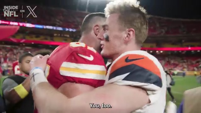 "Go get you one, man." Travis Kelce wishing all the luck to Bo Nix 🫶 Inside the NFL Week 17 Mic'd Up on X