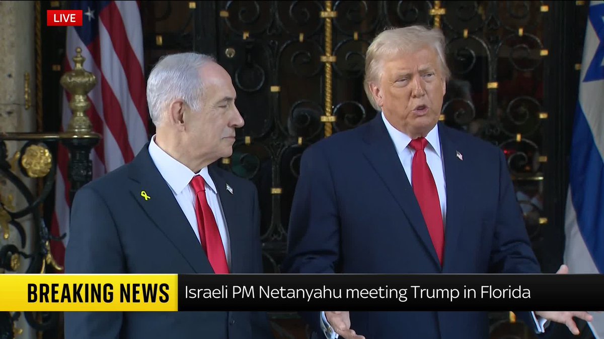 "If you had the wrong prime minister, right now Israel would not exist." US President Donald Trump speaks in Palm Beach, as he welcomes Israeli PM Benjamin Netanyahu to discuss Gaza and Iran Follow our live coveage: