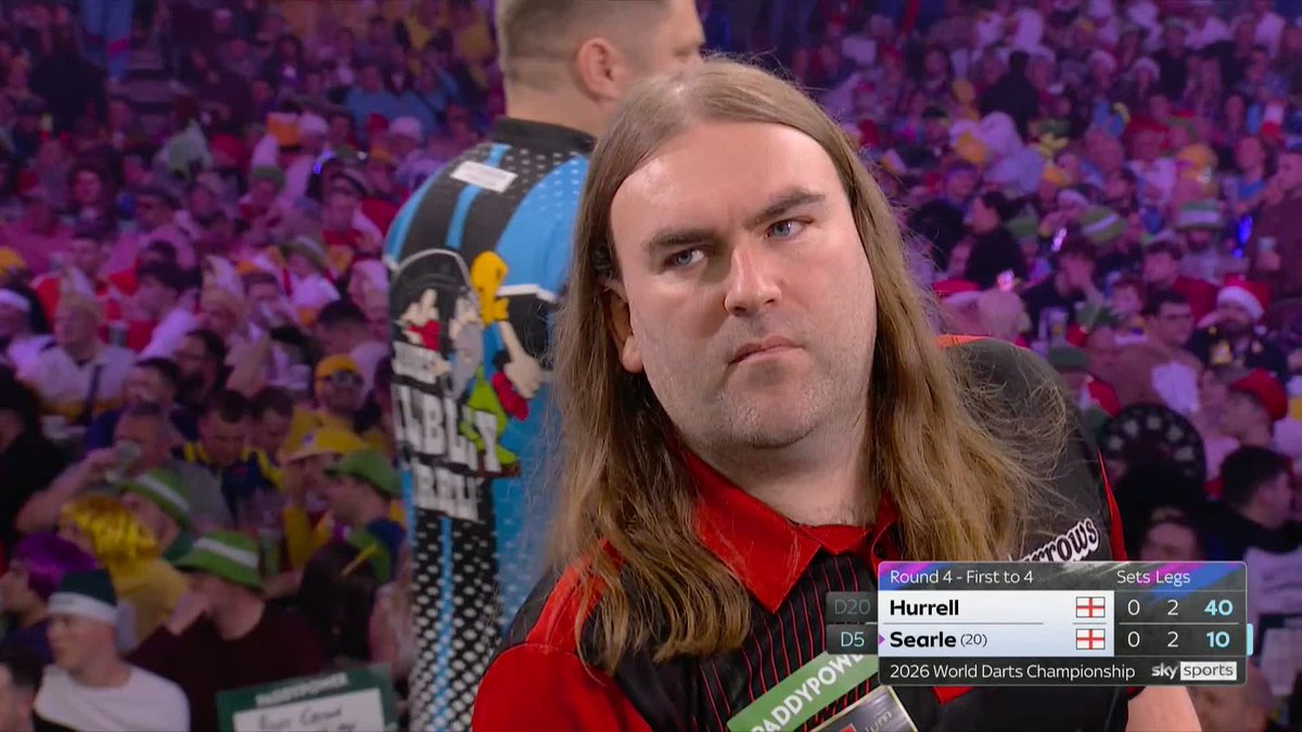 SEARLE TAKES THE OPENER... JUST! In a strong opening stanza, Ryan Searle takes the first set against James Hurrell on double five after the latter missed a set dart! 📺 #WCDarts | R4