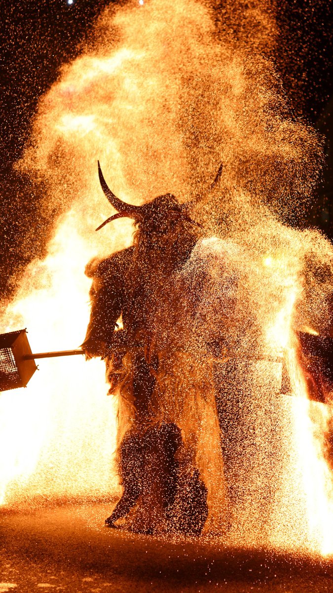 In this Bavarian town in Germany, people dressed up as devils, witches and mythical creatures, and danced with fire and bells to drive away evil spirits in winter during the 'Rauhnachtslauf' celebrations.