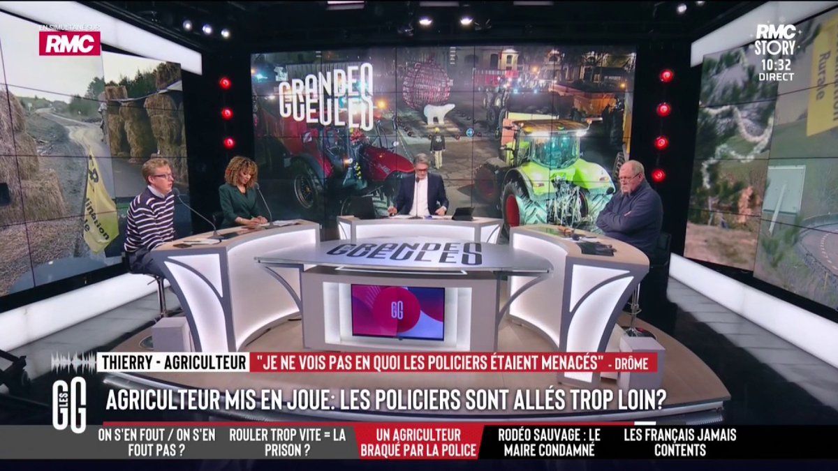 🚜 Agriculteur mis en joue par un policier 📞 Thierry : "Je suis dégoûté... J'étais à l'origine d'un blocage en 2024 ! On a côtoyé les forces de l'ordre, ils ont mangé avec nous ! Ce policier qui pointe un agriculteur, c'est inadmissible ! Il n'était pas menacé !" #GGRMC