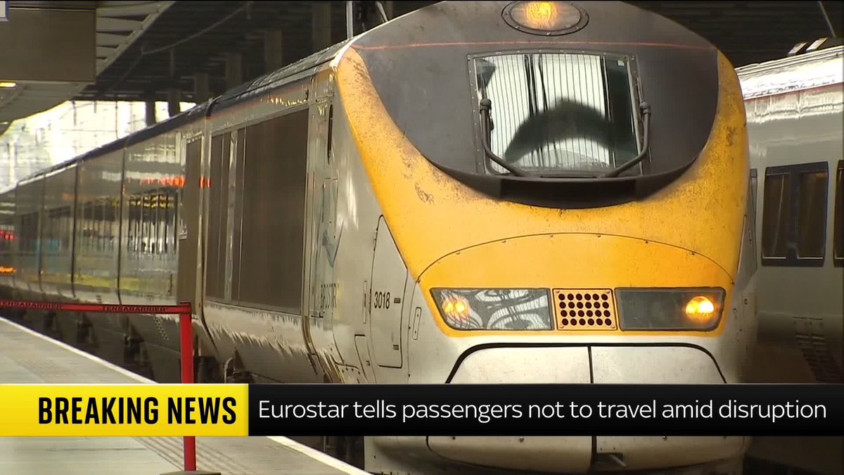 BREAKING: Eurostar tells passengers not to travel as they are experiencing issues with the overhead power supply in the Channel Tunnel. 📺 Sky 501, Virgin 602, Freeview 233 and YouTube