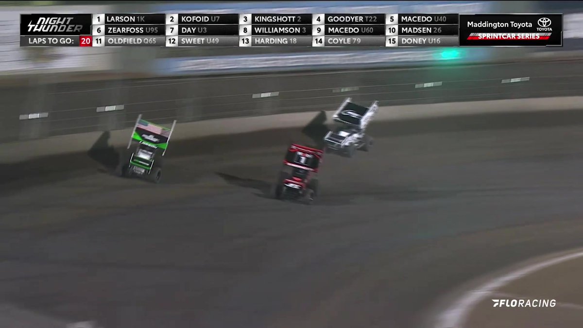 โผ๏ธ Kyle Larson to the lead at Perth Motorplex! High Limit Racing #HighLimitRacing