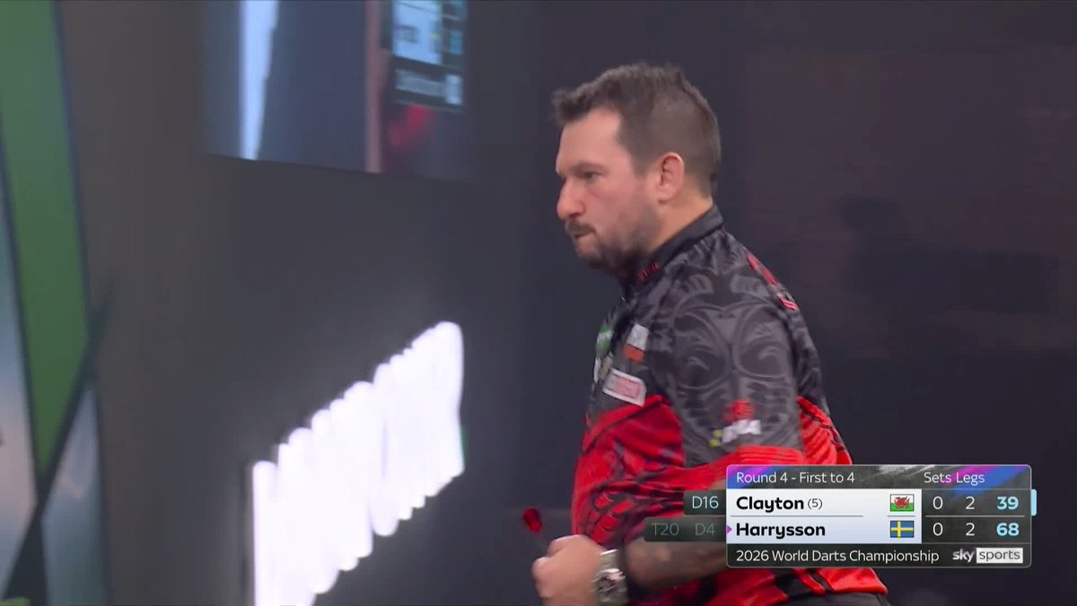 CLAYTON BREAKS TO GO AHEAD! Clinical finishing from both so far, but Jonny Clayton tidies up to take the opening set against Andreas Harrysson! 📺 #WCDarts | R4