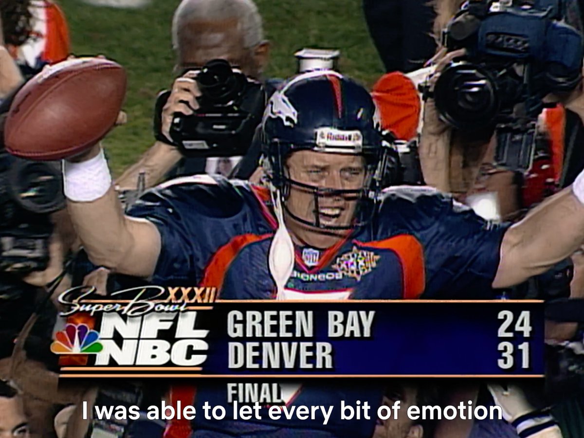 “I was able to let every bit of emotion I’d ever had stored up inside me … To be able to let it go was, you know.” 🥺 John Elway gets emotional looking back at his first Super Bowl victory with the Denver Broncos — his first after three previous losses ❤️ 📺 Elway is now playing