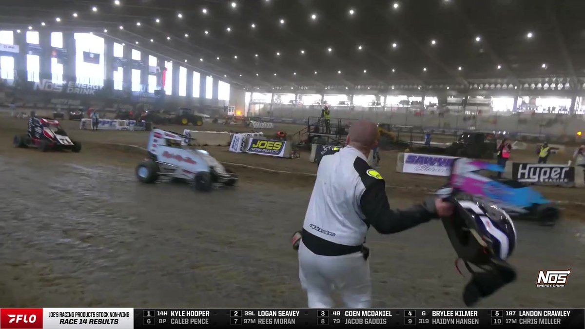 HELMET THROW! 🚨 BIG hit for Dustin Bottoms has the 8B driver upset with Tate Gurney. This Hyper Racing #TulsaShootout broadcast is powered by NOS Energy Drink.