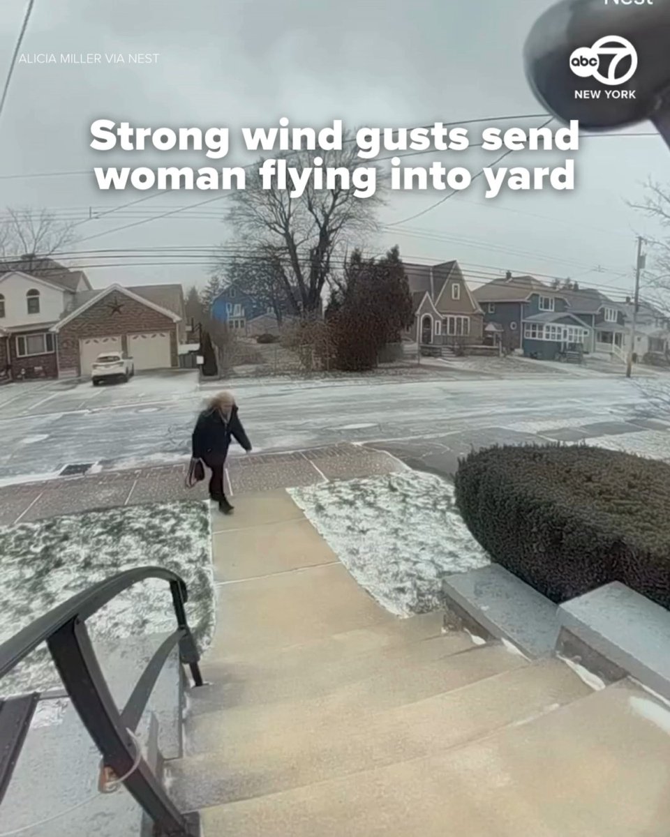 WATCH: A gust of wind sent a woman flying into a yard in Lackawanna, NY