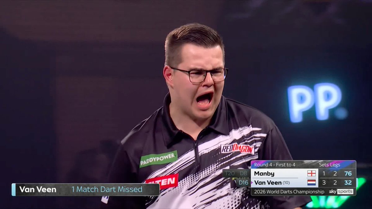 VAN VEEN IN THE QUARTERS! Gian van Veen delivers another stellar big stage performance to get the better of Charlie Manby to win 4-1! 📺 #WCDarts | R4