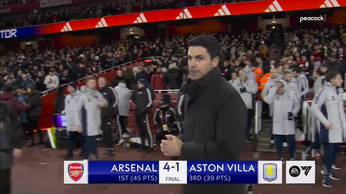 Emery didn't shake Arteta's hand at the end of the game