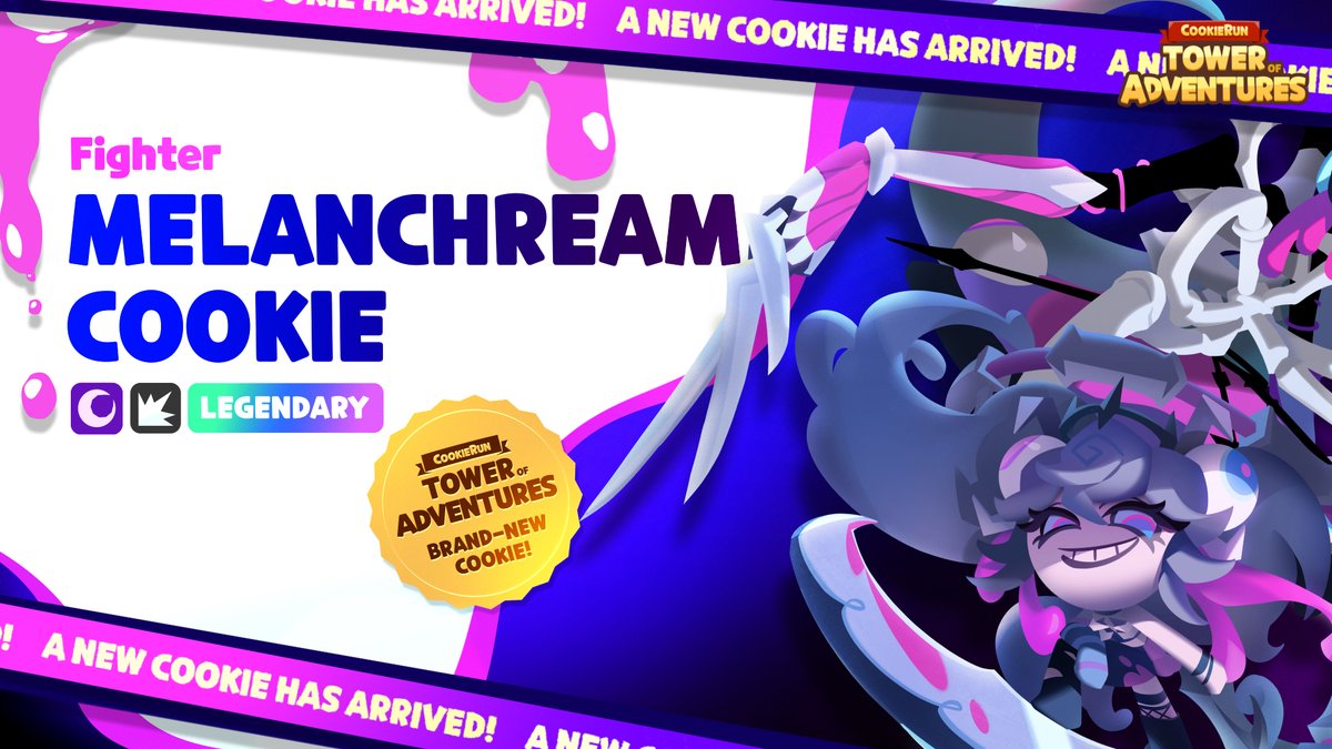 "I will let you rest... forever." Melanchream Cookie, playfully bringing death wherever she goes, has arrived! 💀 Meet her now, in CookieRun: Tower of Adventures! #CookieRun #TowerOfAdventures #Update #Legendary #Abyss