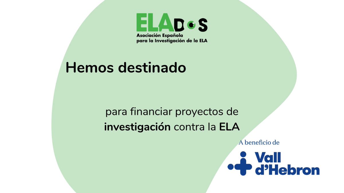 En ELAdos Asociación, un servidor y colaboradores hemos conseguido destinar 231.414€ entre 2024/2025 para financiar proyectos de investigación contra la ELA del Vall d'Hebron Institut de Recerca Estamos contentos, pero no satisfechos ya que nuestro objetivo era llegar a los 300.000€. DONA PARA LA INVESTIGACIÓN DE LA ELA 🙏 BIZUM: 12239 DONATIVOS POR WEB: