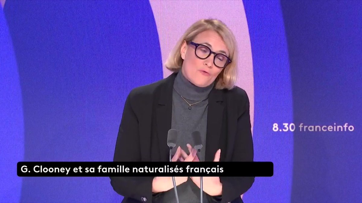 🔴 Naturalisation de Georges Clooney : ▶ "Je pense que ce n’est pas le bon message qui est envoyé. Il vit en France, c’est très bien, mais il y a un sujet d’équité qui, à mes yeux, est essentiel ", pour Marie-Pierre Vedrenne, ministre déléguée auprès du ministre de l’Intérieur