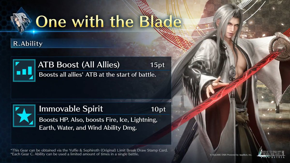 Check out Sephiroth (Original)'s One with the Blade! Get this Sephiroth (Original)-Exclusive Gear on the Stamp Card from the upcoming Yuffie &amp; Sephiroth (Original) Limit Break Draw! #FF7EC #FF7EverCrisis #FF7